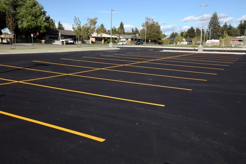A,Newly,Completed,Parking,Lot,With,Freshly,Painted,Yellow,Lines